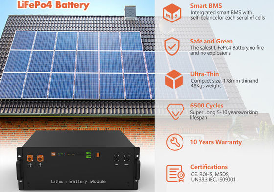 Batterie au lithium-ion 48V 100ah 6500 Cycle pour le stockage d'énergie à domicile