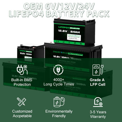 12.8V 100Ah LiFePO4 batterie Enerforce OEM longue durée de vie pour les systèmes solaires et de secours