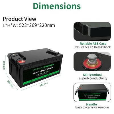 LFP 24v 200ah Lifepo4 batterie noire Pour appareils électroménagers Système de stockage d'énergie solaire